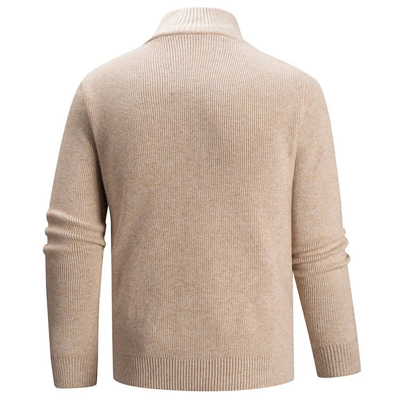 Tyron - Men's Quarter-Zip Mock Neck Vertical Ribbed Sweater