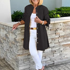 Valencia - Women's Button-Front Flared Shirt Jacket with Tied Cuffs