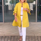 Valencia - Women's Button-Front Flared Shirt Jacket with Tied Cuffs