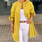 Valencia - Women's Button-Front Flared Shirt Jacket with Tied Cuffs