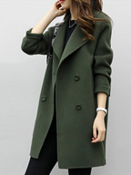 Valentina - Women's Button-Front Longline Coat with Notch Collar