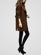 Valentina - Women's Button-Front Longline Coat with Notch Collar