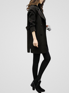 Valentina - Women's Button-Front Longline Coat with Notch Collar