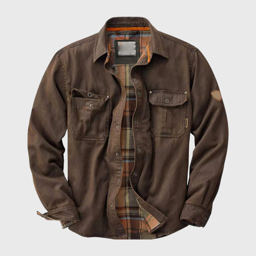 Vance - Men's Heavy-Duty Canvas Shirt Jacket with Flannel Lining