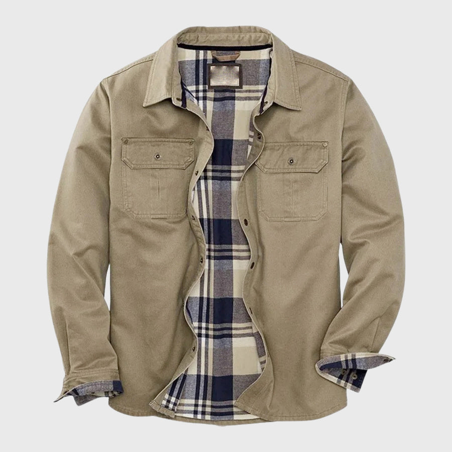 Vance - Men's Heavy-Duty Canvas Shirt Jacket with Flannel Lining