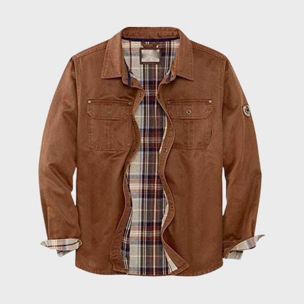 Vance - Men's Heavy-Duty Canvas Shirt Jacket with Flannel Lining
