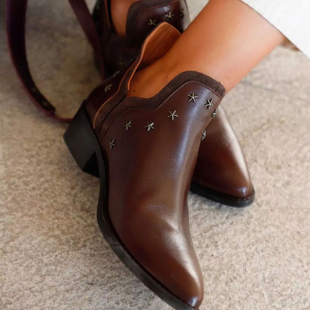 Veda - Women's Pointed-Toe Studded Ankle Boots