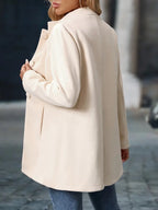 Venetia - Women's Button-Front A-Line Coat with Rolled Collar