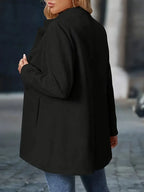 Venetia - Women's Button-Front A-Line Coat with Rolled Collar
