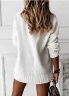 Vera - Women's Ribbed V-Neck Pullover Sweater