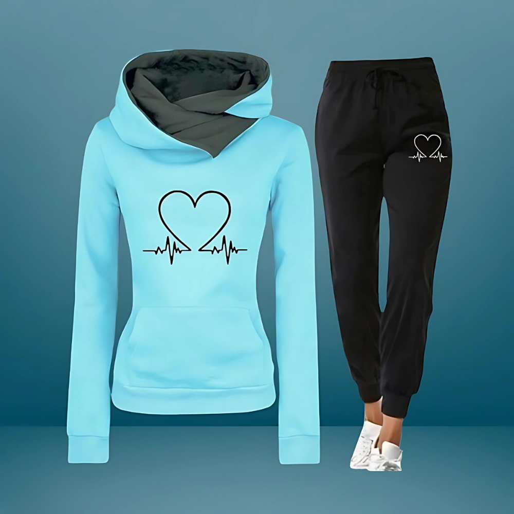 Waverly - Women's Heartbeat Graphic Hoodie and Joggers Set