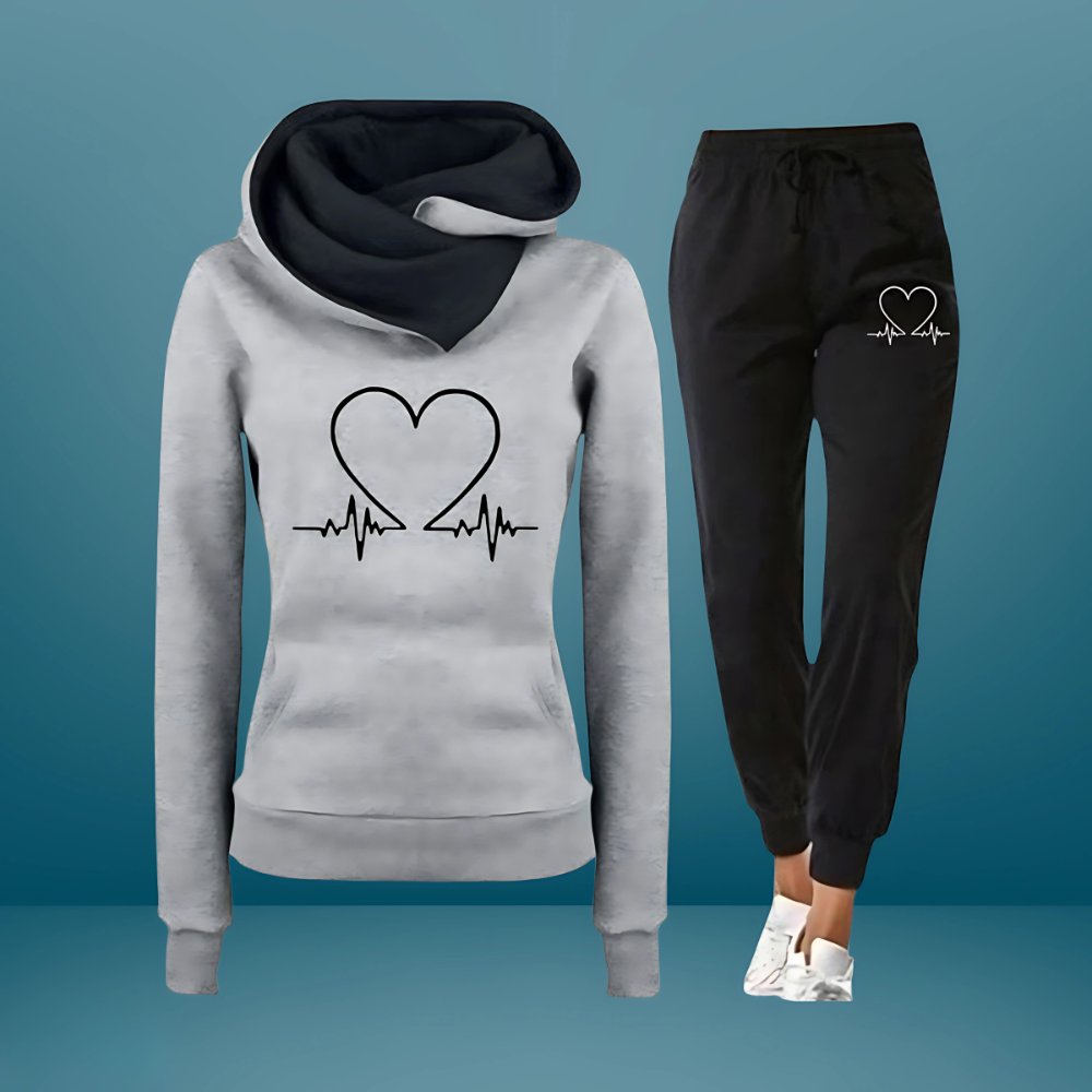 Waverly - Women's Heartbeat Graphic Hoodie and Joggers Set