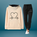 Waverly - Women's Heartbeat Graphic Hoodie and Joggers Set