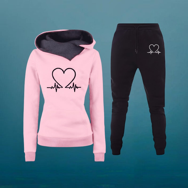 Waverly - Women's Heartbeat Graphic Hoodie and Joggers Set