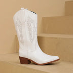 Willa - Women's Pointed-Toe Block Heel Mid-Calf Western Boots