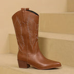Willa - Women's Pointed-Toe Block Heel Mid-Calf Western Boots