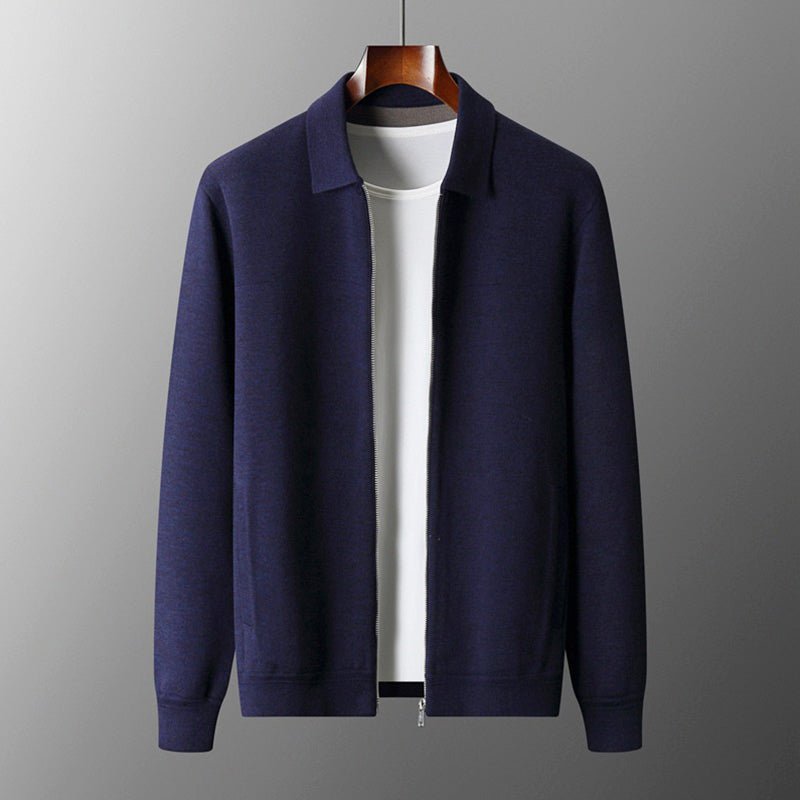 Xavier - Men's Collared Cardigan with Full-Length Zip