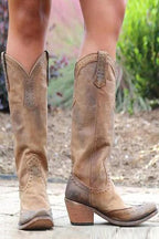 Zora - Women's Studded Knee-High Boots with Block Heel