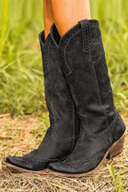 Zora - Women's Studded Knee-High Boots with Block Heel